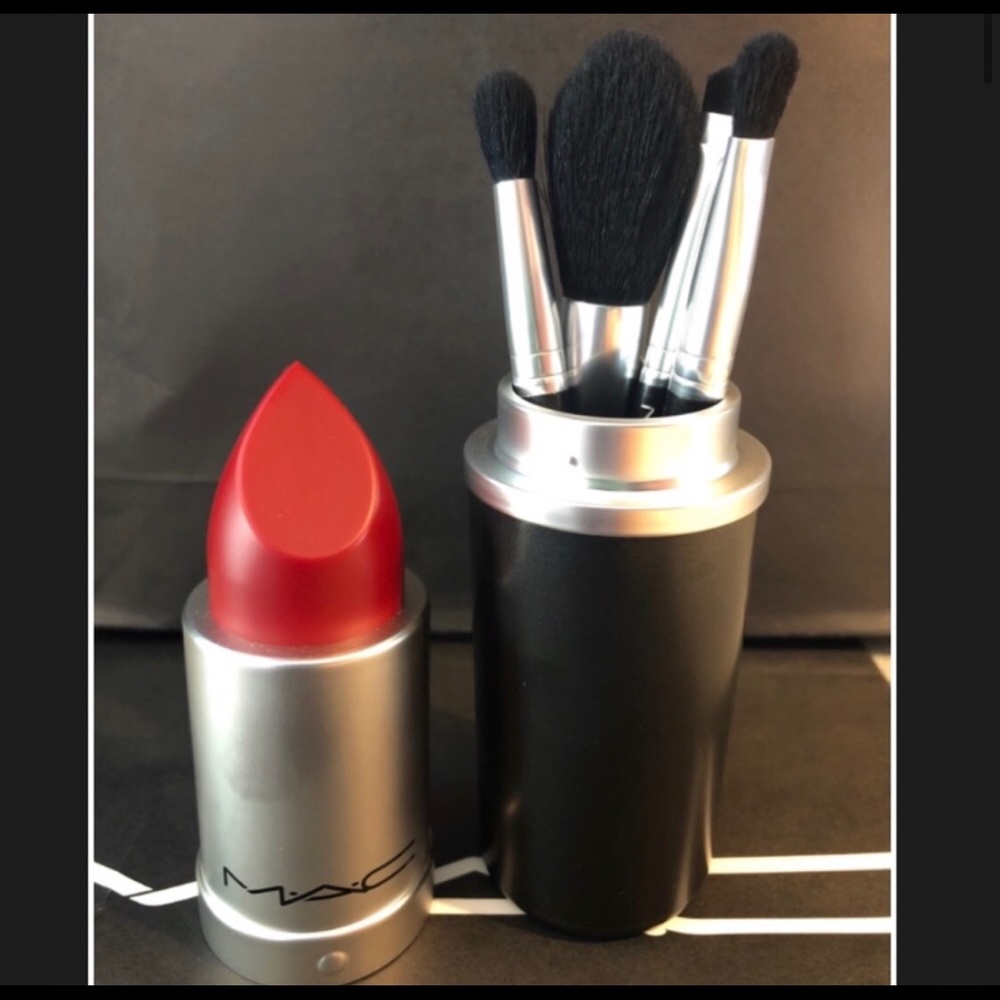 Mac lipstick canister with mini velvet teddy